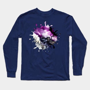 Purple Acrylic Pour Paint Splash Long Sleeve T-Shirt